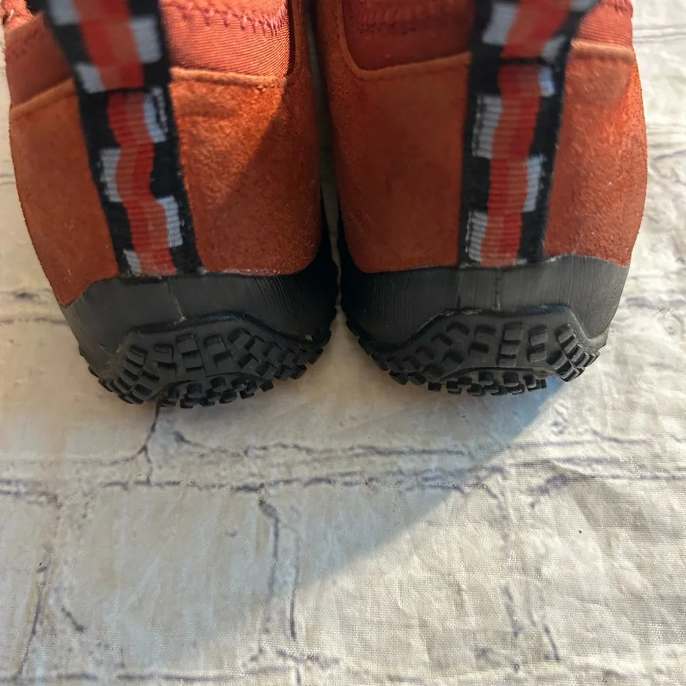 MERRELL IMPROV MOC RUST SUEDE PULLON BLACK EDGE GIRLS SHOES SIZE 3.5